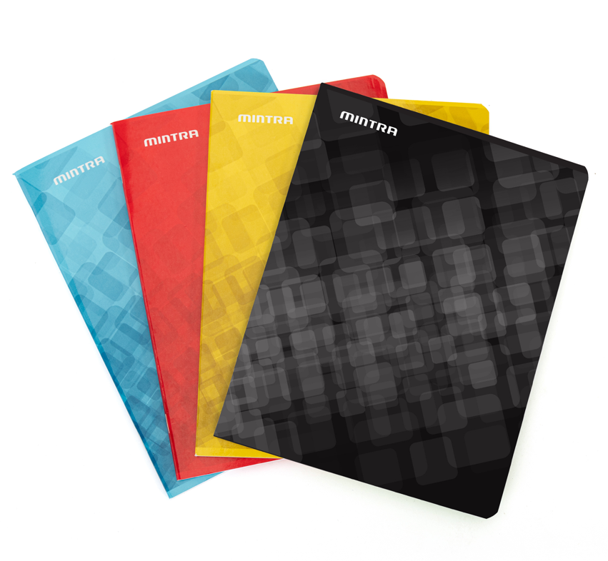 Mintra Lot de 4 cahiers A4 - Agrafé - Petits carreaux 5x5 - Couverture Carton - 96 pages