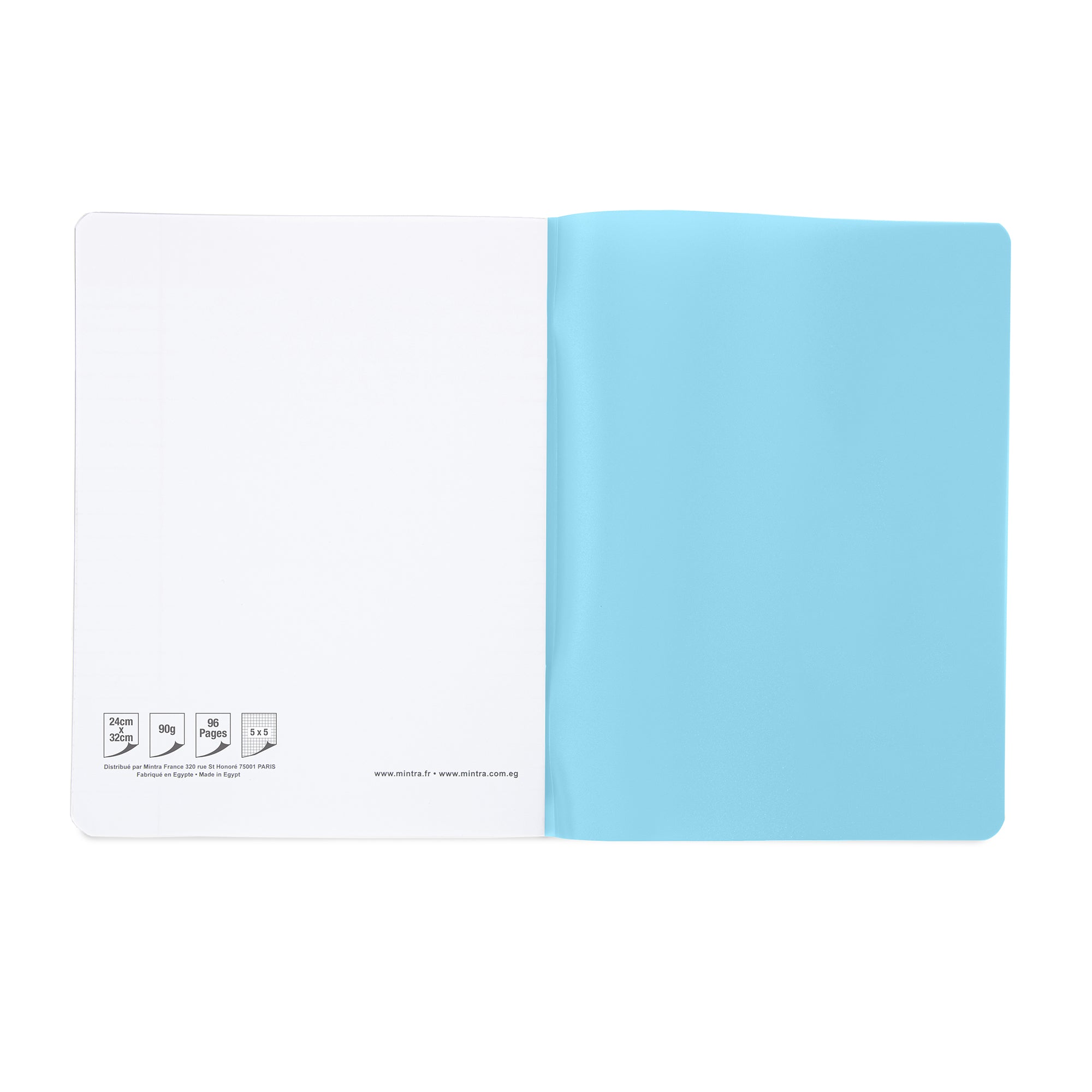 Mintra Notebooks 24X32 - Stapled - Small 5x5 squares - Plastic cover - 96 pages 