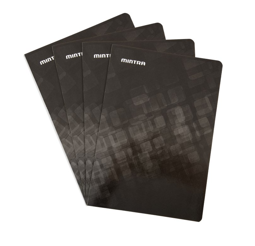 Mintra Lot de 4 cahiers A4 - Agrafé - Petits carreaux 5x5 - Couverture Carton - 96 pages