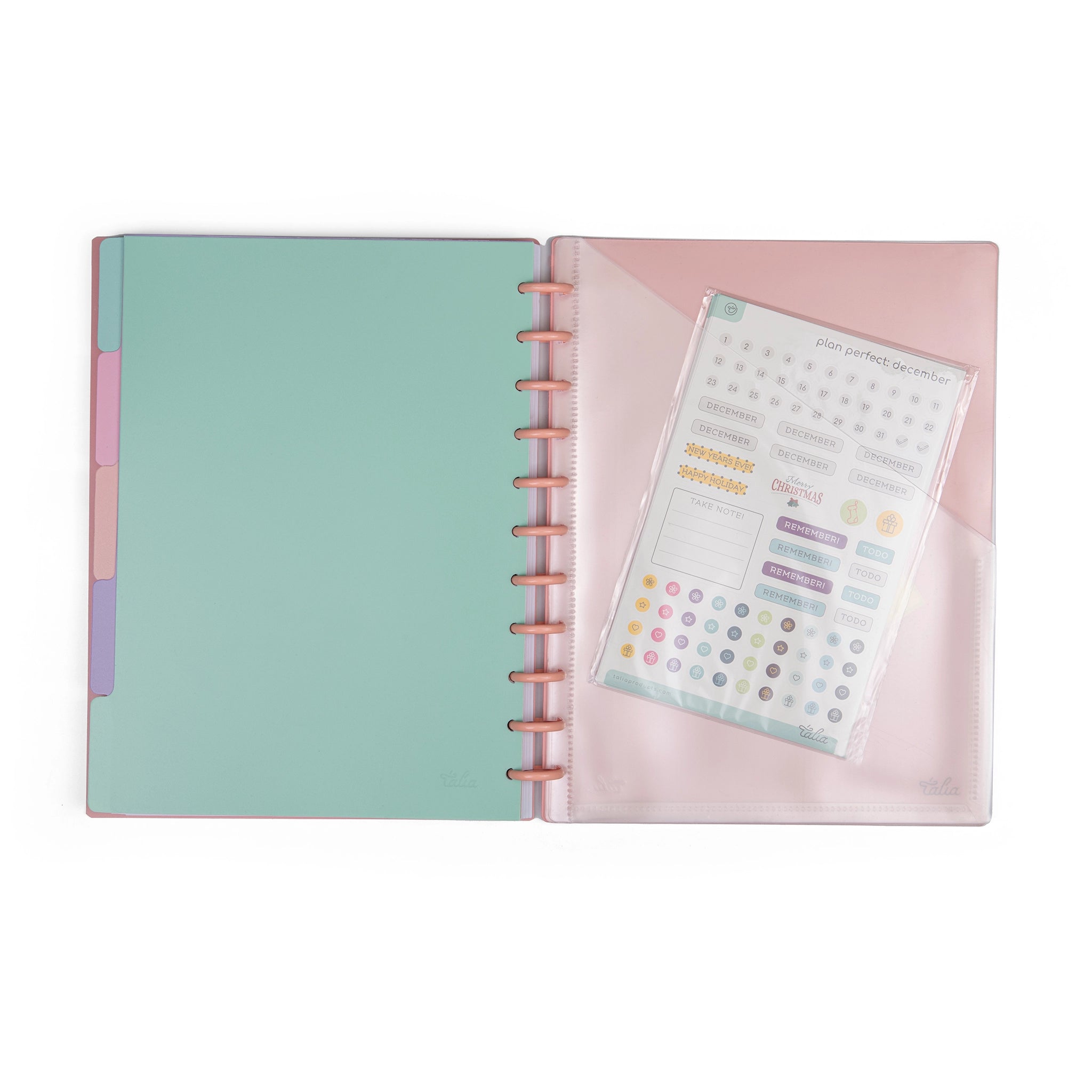 Talia – Complete A5 Discbound Notebook Kit – Customizable Organizer Planner – Includes: Pocket, Dividers, Lined Paper, Discs &amp; Stickers – A5 Format – Several Colors Available