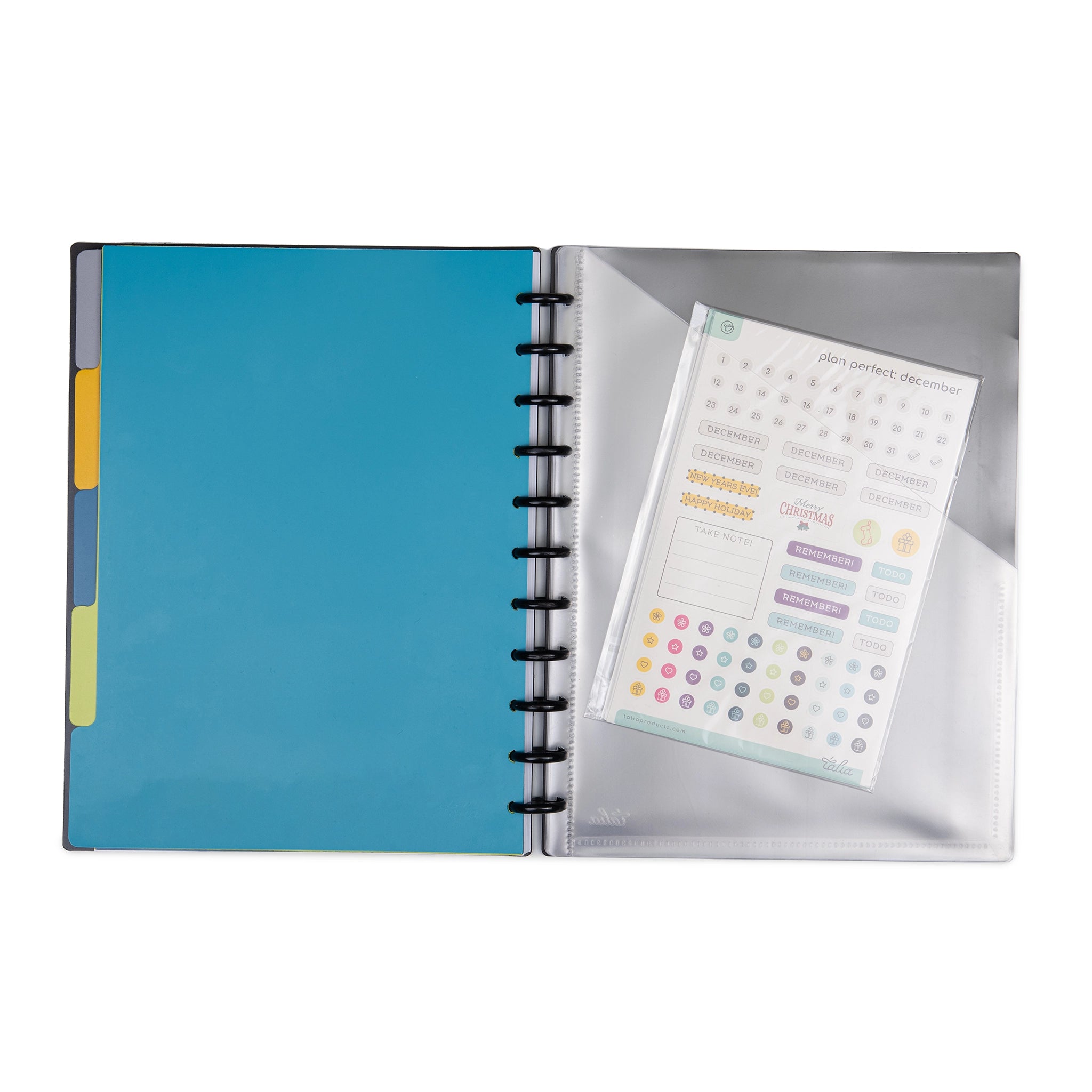 Talia – Complete A5 Discbound Notebook Kit – Customizable Organizer Planner – Includes: Pocket, Dividers, Lined Paper, Discs &amp; Stickers – A5 Format – Several Colors Available