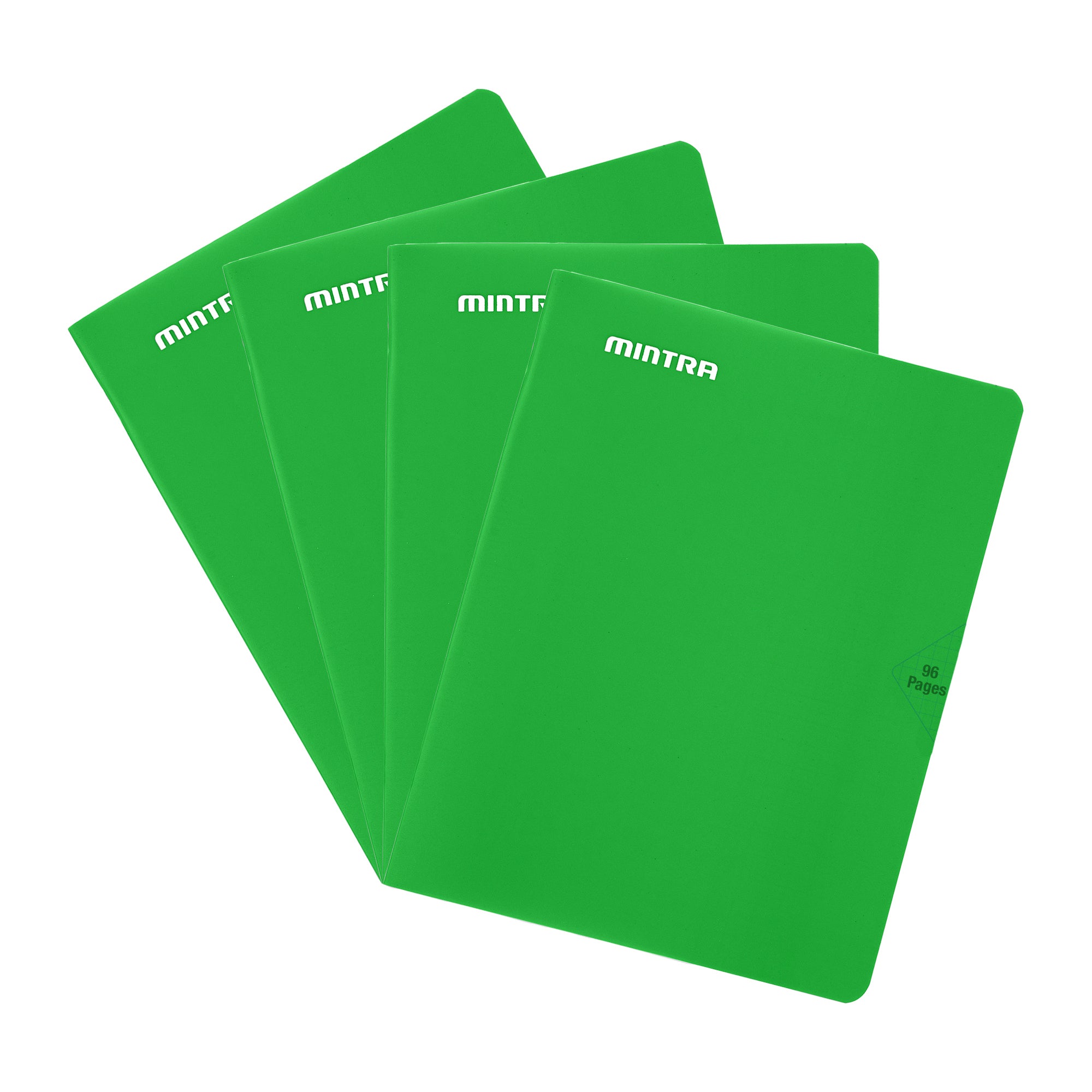 Mintra Pack of 4 A4 notebooks - Stapled - Small squares 5x5 - Plastic cover - 96 pages 