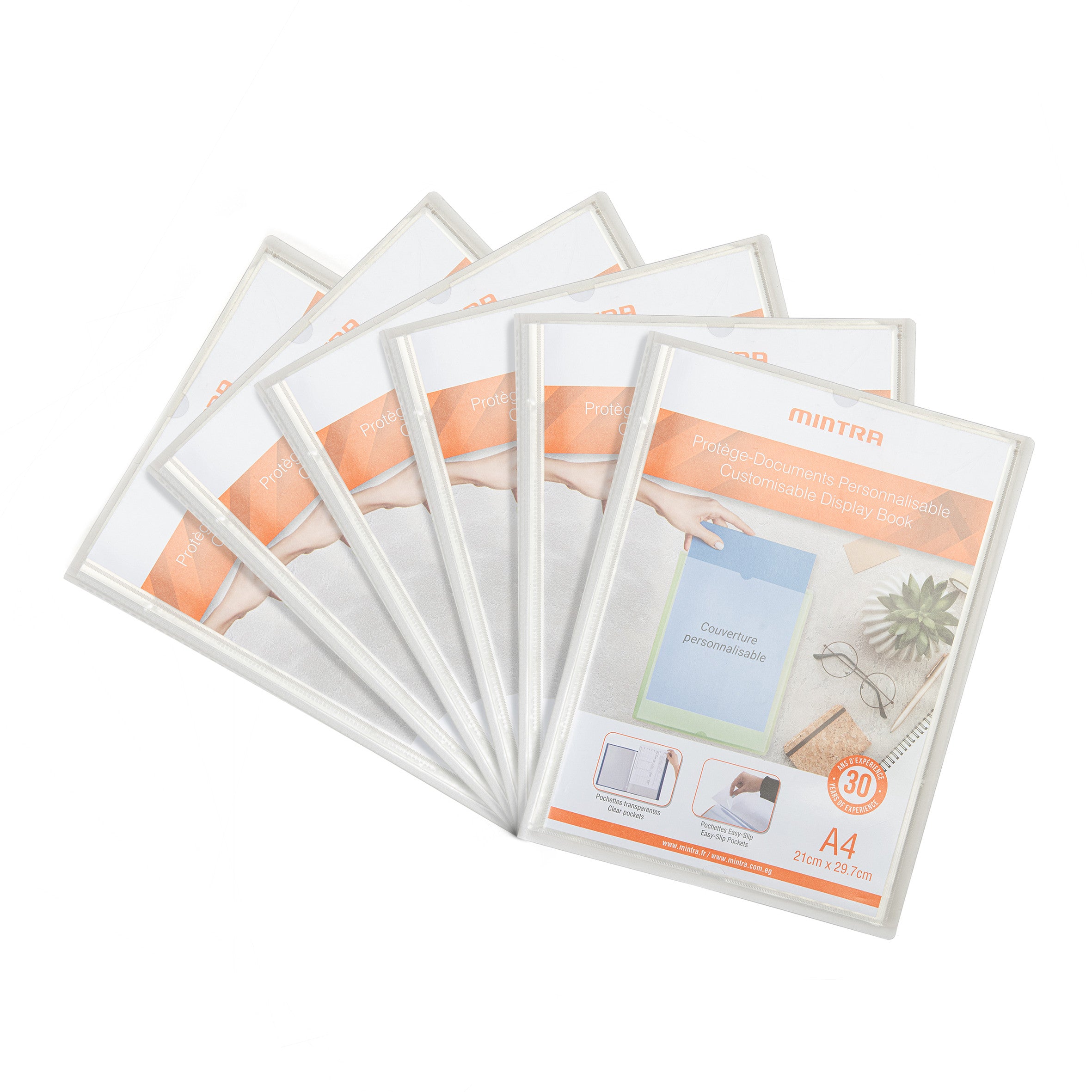 Mintra Lot de 6 Protège-documents - Polypropylène - Personnalisable - Incolore