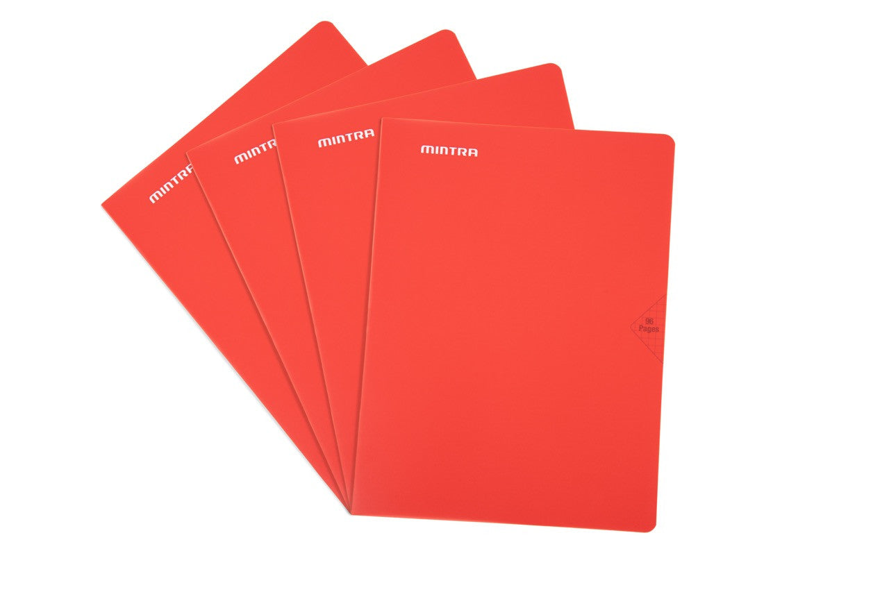 Mintra Pack of 4 A4 notebooks - Stapled - Small squares 5x5 - Plastic cover - 96 pages 
