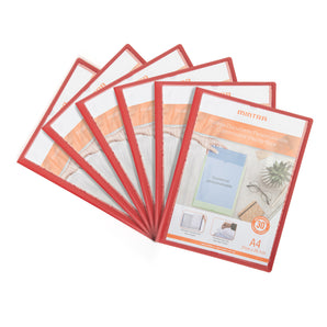 Mintra Set of 6 Document Protectors - Polypropylene - Customizable - Red