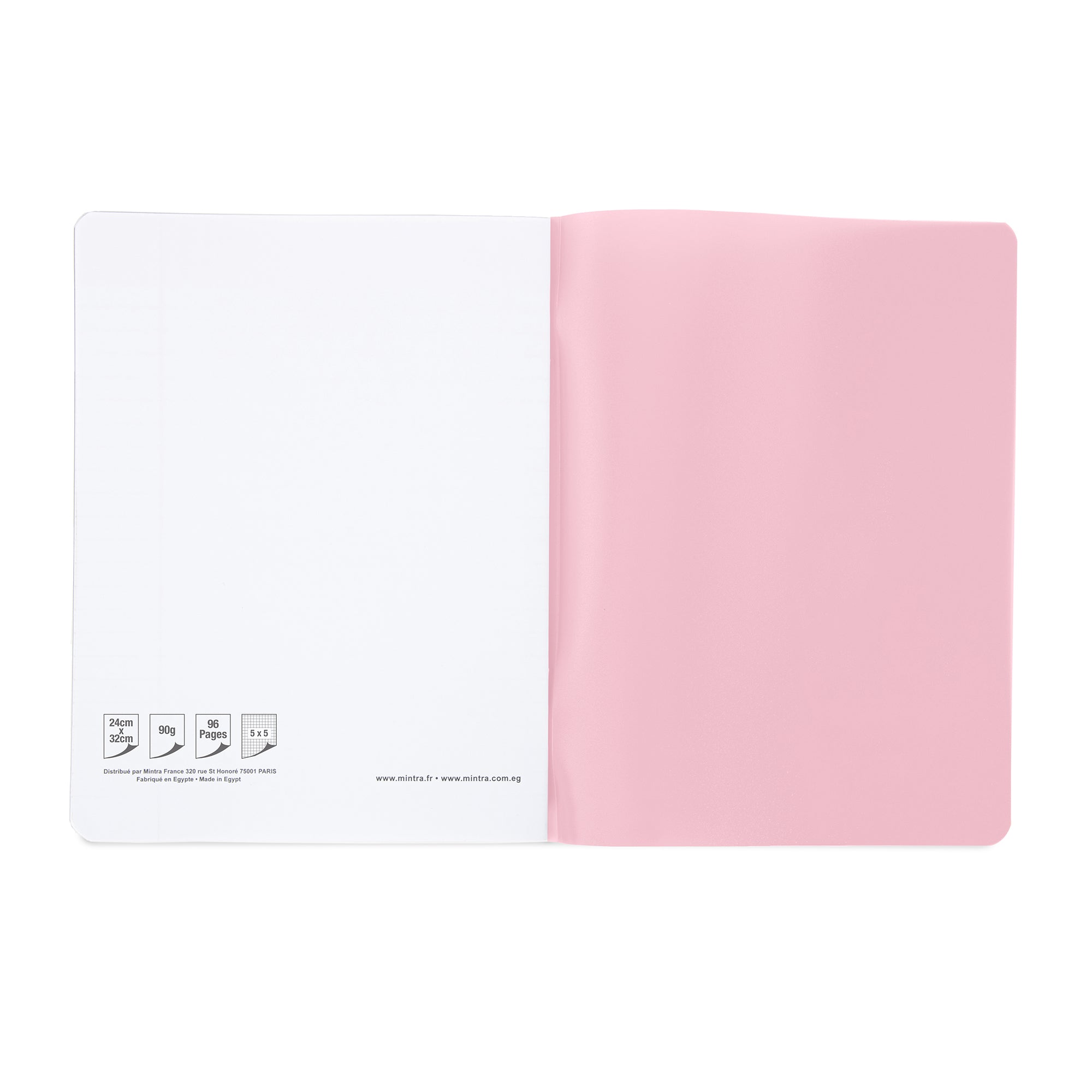 Mintra Notebooks 24X32 - Stapled - Small 5x5 squares - Plastic cover - 96 pages 