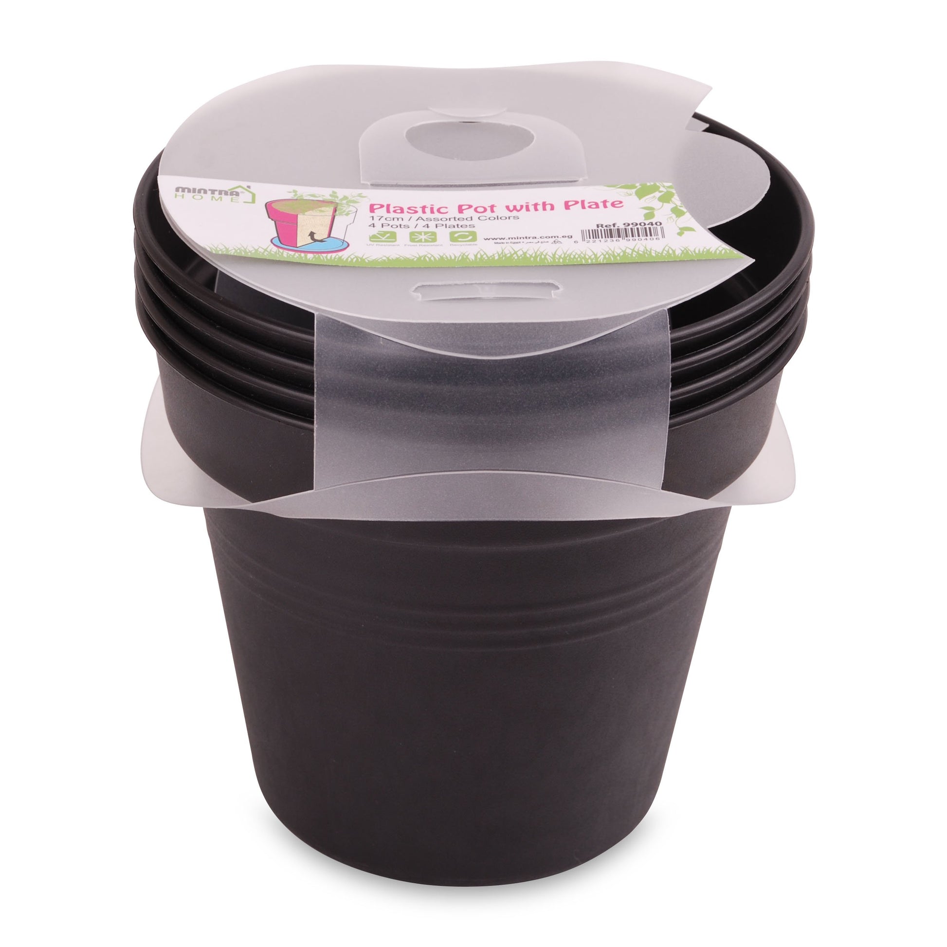 Round Plant Pots With Base (4 Pack, 6in) - Mintra France