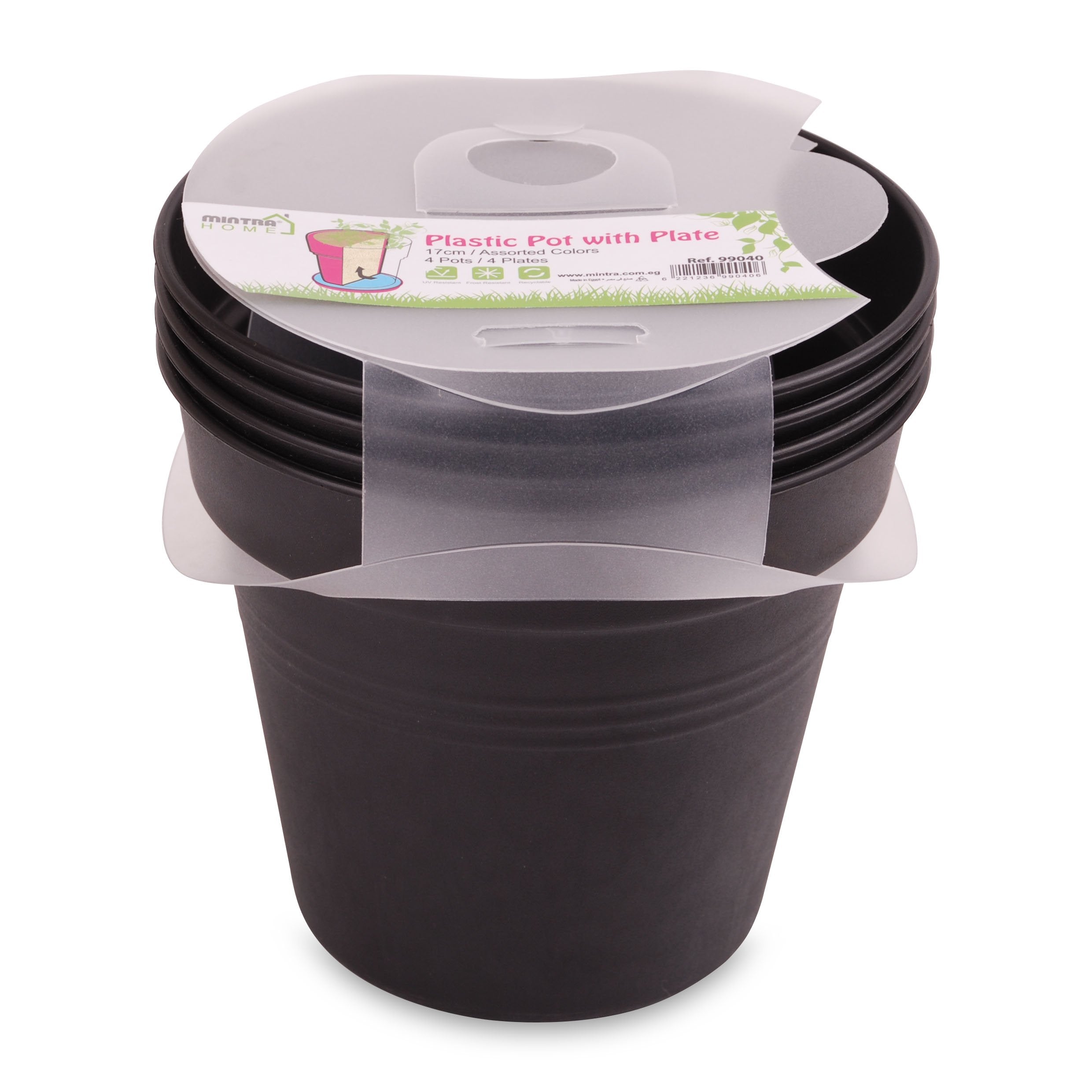 Round Plant Pots With Base (4 Pack, 6in) - Mintra France