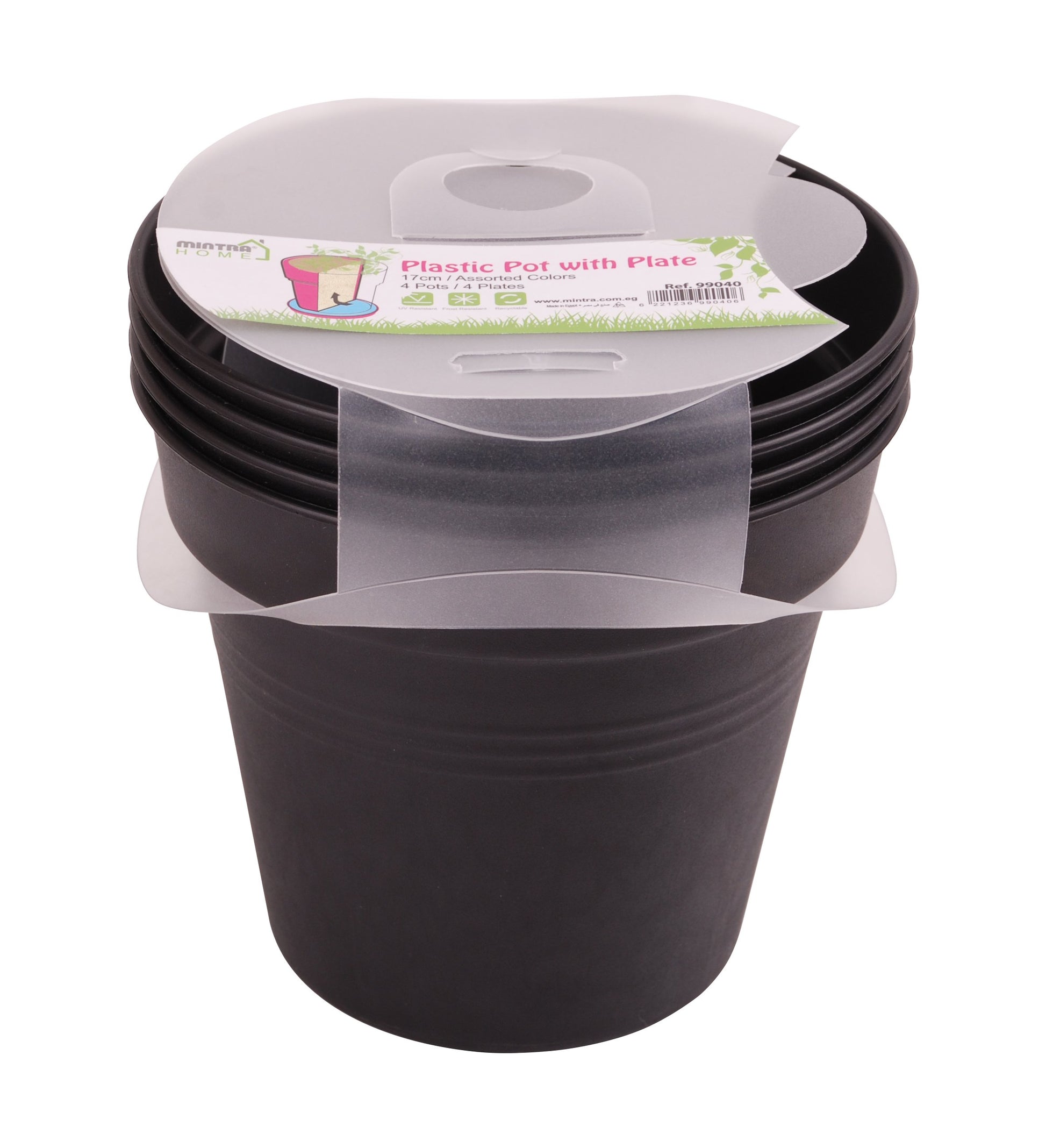 Round Plant Pots With Base (4 Pack, 6in) - Mintra France