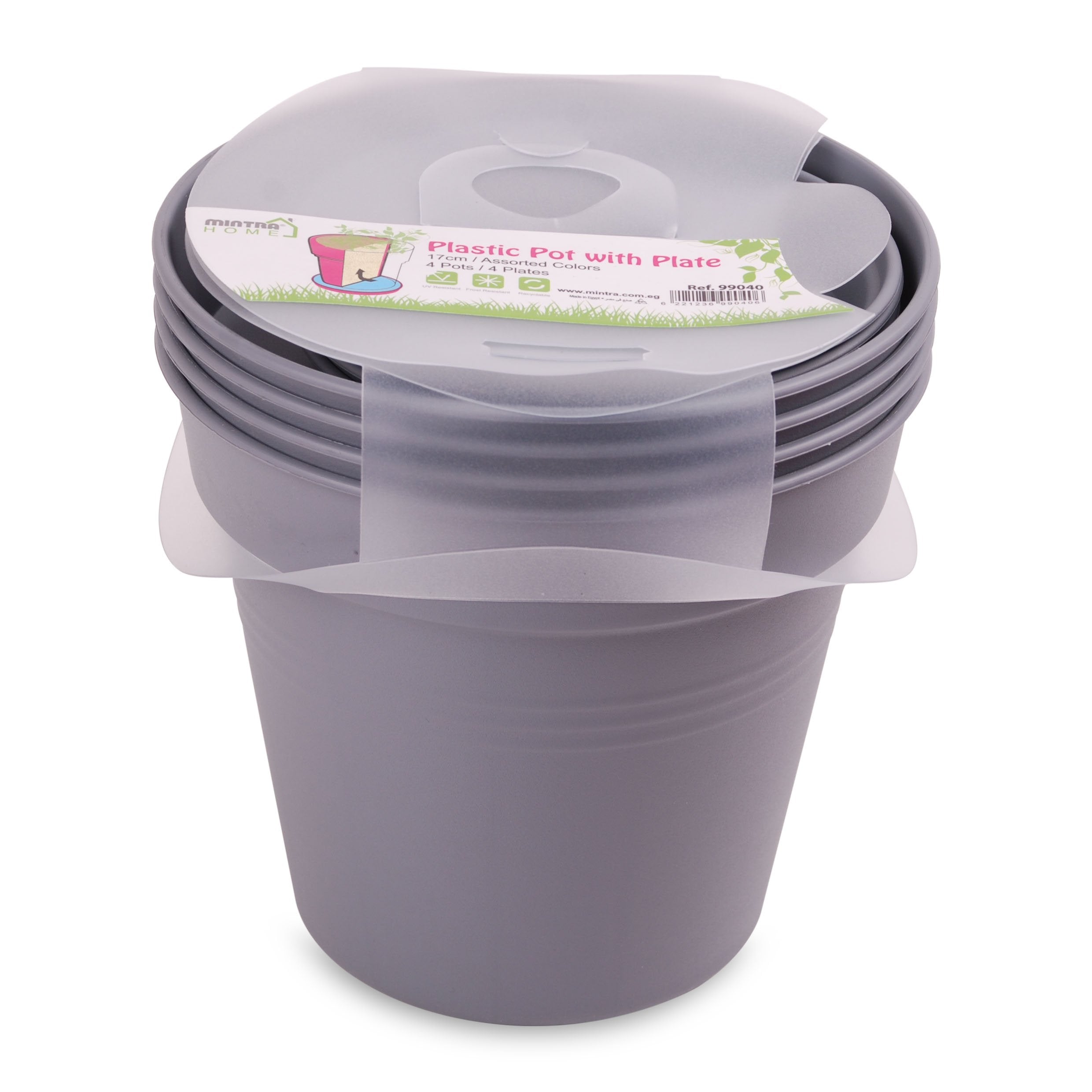 Round Plant Pots With Base (4 Pack, 6in) - Mintra France