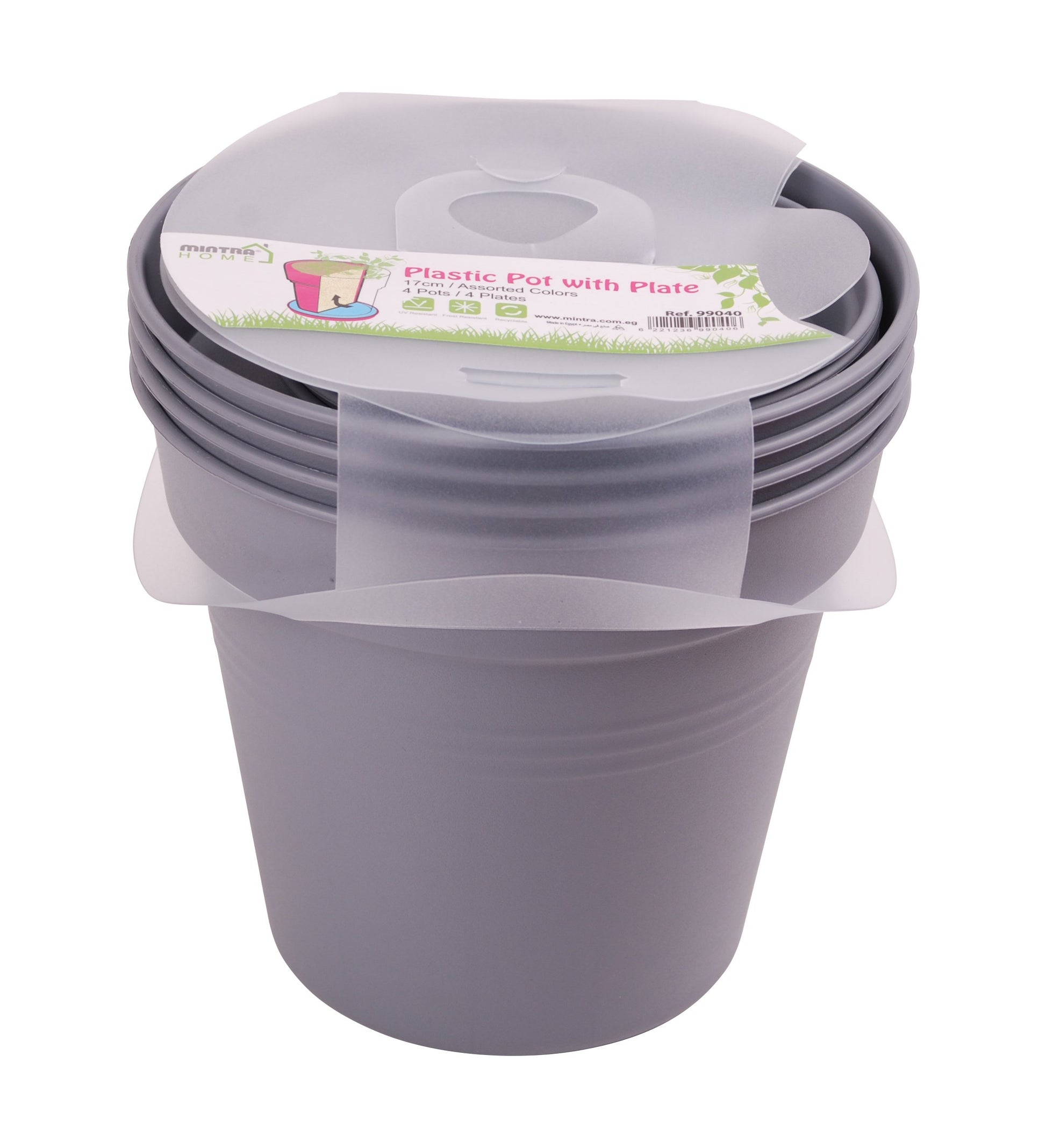 Round Plant Pots With Base (4 Pack, 6in) - Mintra France