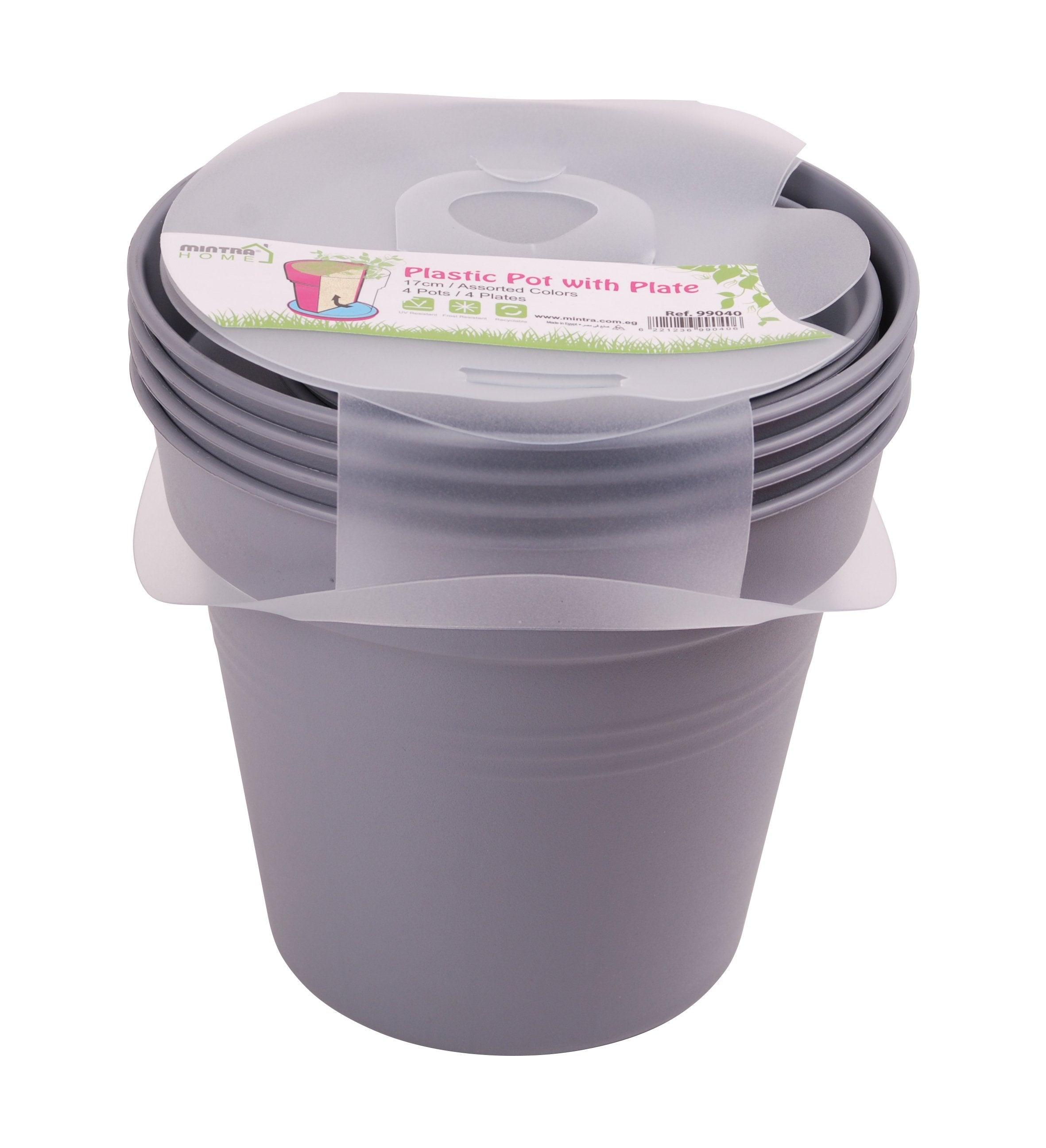 Round Plant Pots With Base (4 Pack, 6in) - Mintra France