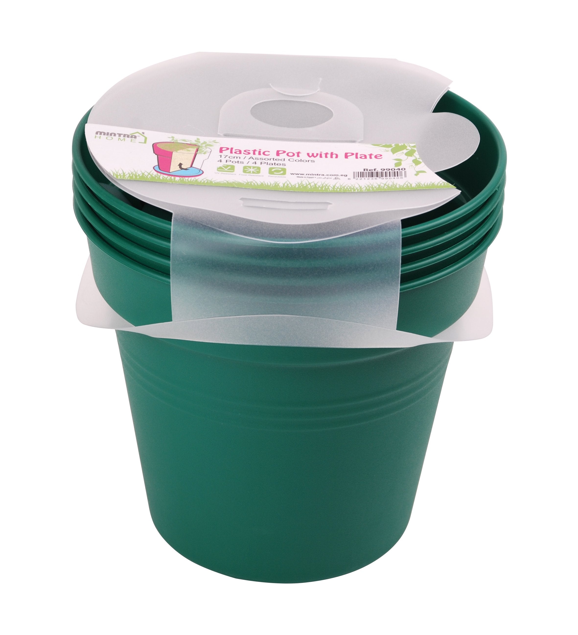 Round Plant Pots With Base (4 Pack, 6in) - Mintra France