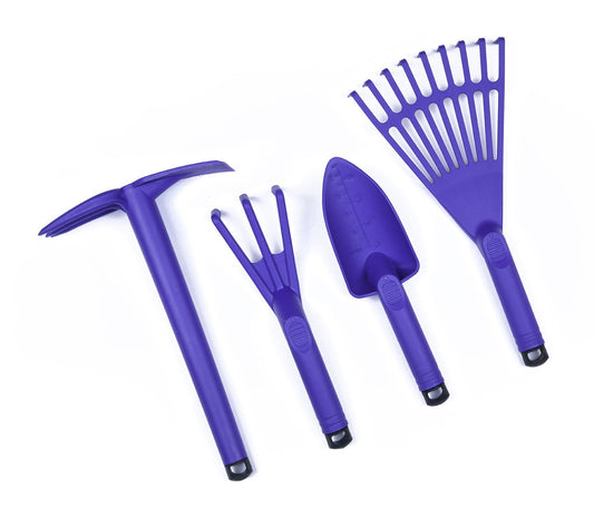 Set d'outils de Jardinage (Lot de 4 pièces: motoculteurs, Truelle-et-Griffe , Pelle, Râteau)-Mintra France