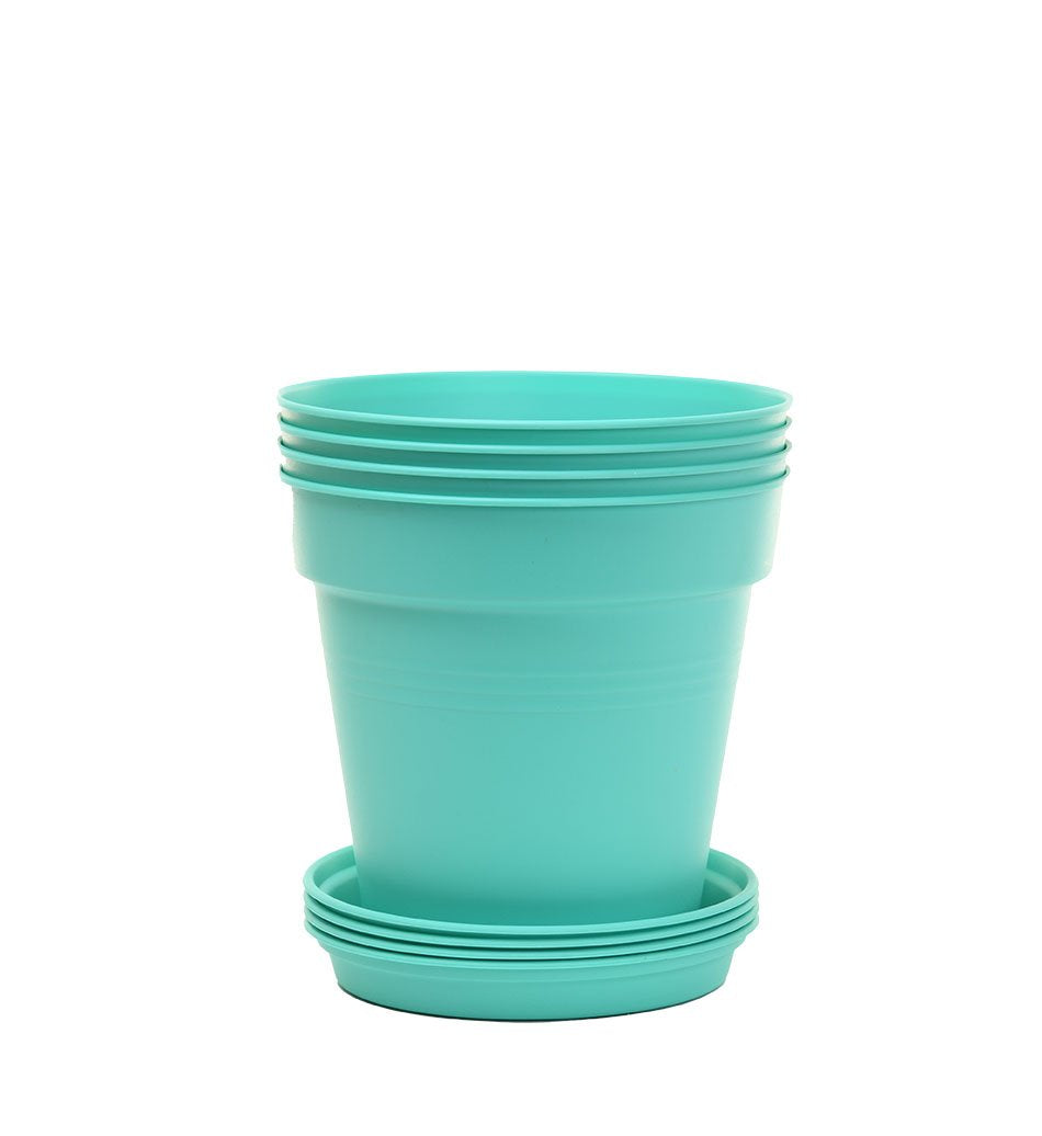 Pots de Jardin Rond avec plat circulaire (13cm, Lot de 4)