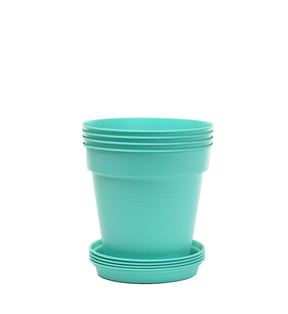 Pots de Jardin Rond avec plat circulaire (11cm, Lot de 4)