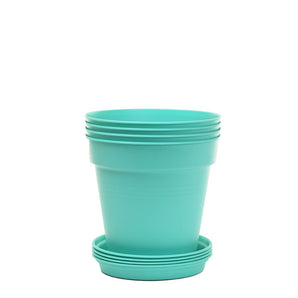 Pots de Jardin Rond avec plat circulaire (11cm, Lot de 4)