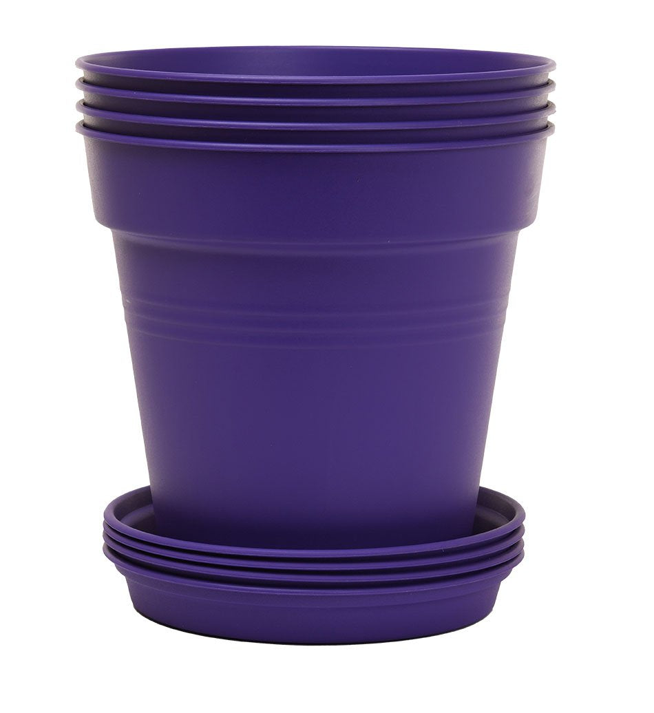 Pots de Jardin Rond avec plat circulaire (19 Cm, Lot de 4)