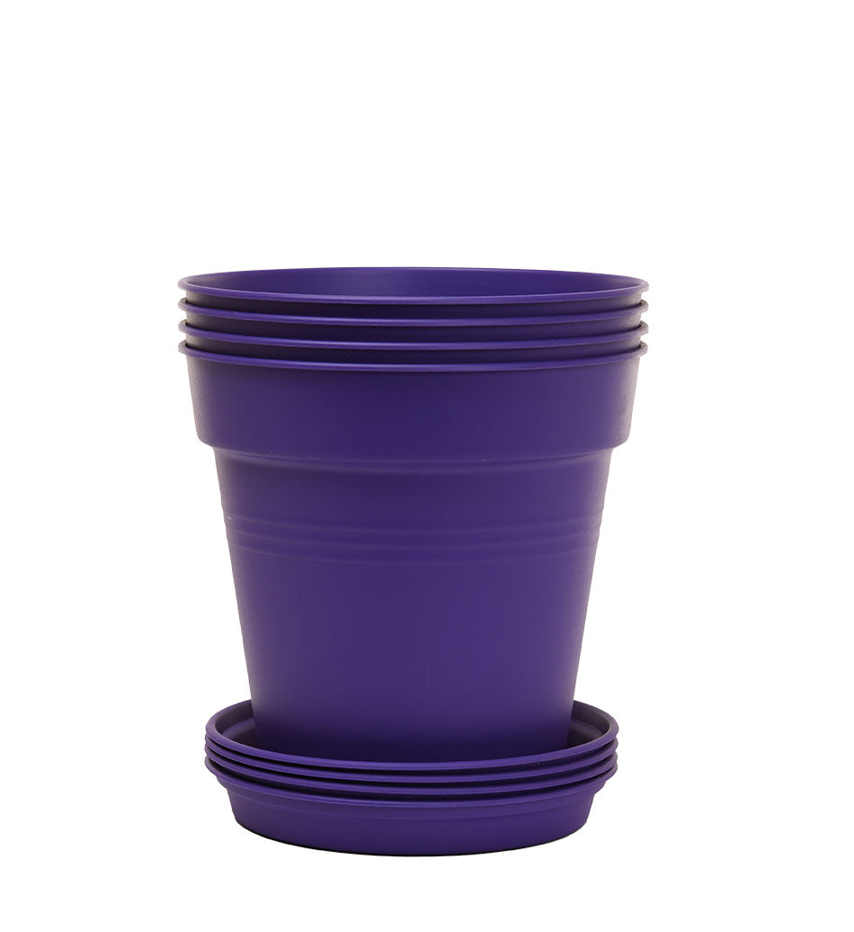 Pots de Jardin Rond avec plat circulaire (15cm, Lot de 4)