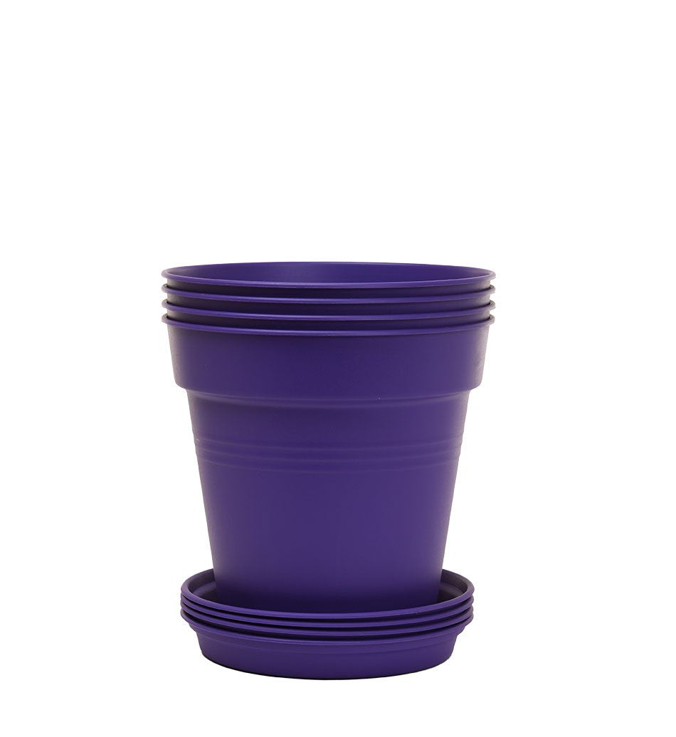 Pots de Jardin Rond avec plat circulaire (13cm, Lot de 4)