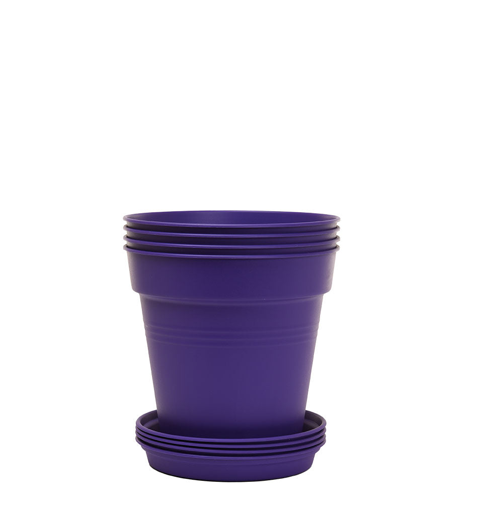 Pots de Jardin Rond avec plat circulaire (11cm, Lot de 4)