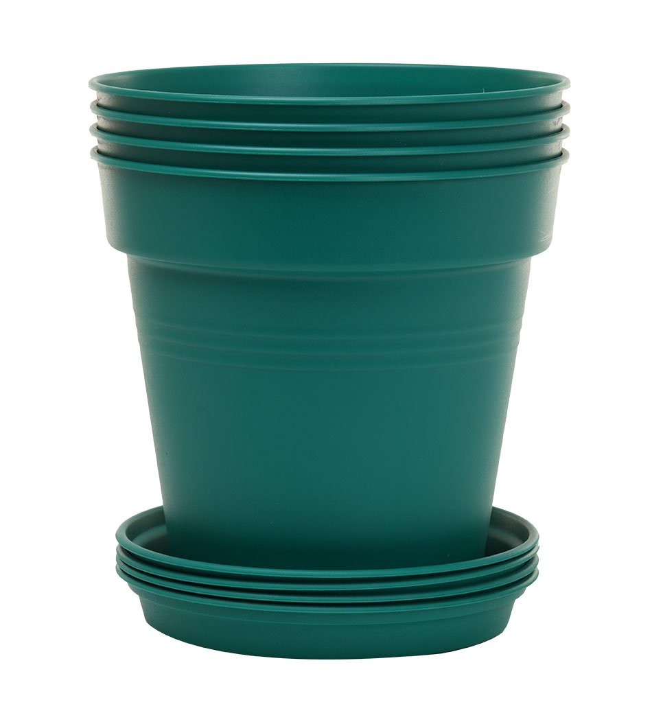 Pots de Jardin Rond avec plat circulaire (19 Cm, Lot de 4)