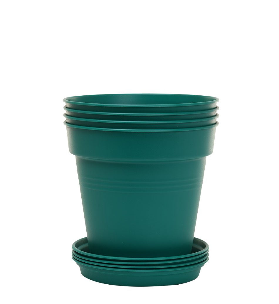 Pots de Jardin Rond avec plat circulaire (17cm, Lot de 4)