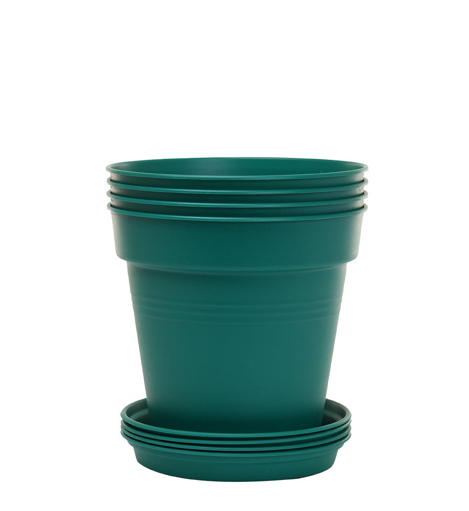Pots de Jardin Rond avec plat circulaire (15cm, Lot de 4)