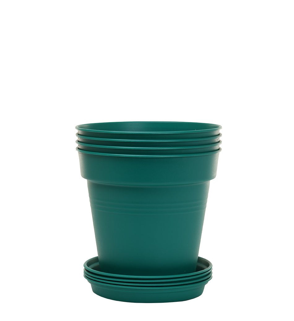 Pots de Jardin Rond avec plat circulaire (13cm, Lot de 4)