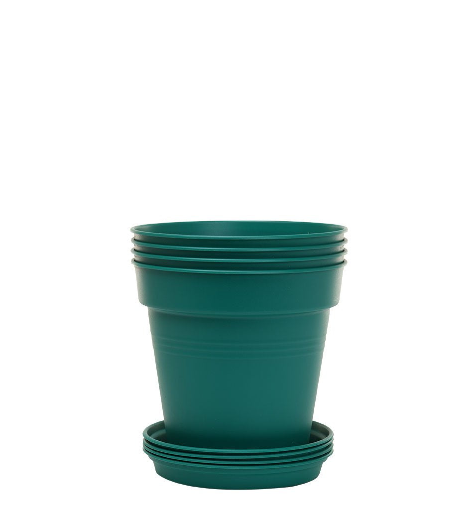 Pots de Jardin Rond avec plat circulaire (11cm, Lot de 4)