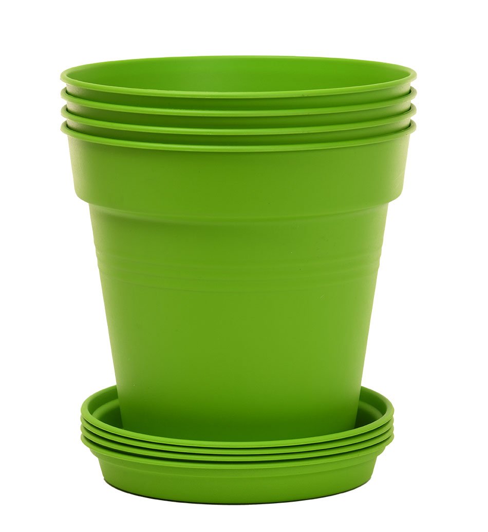 Pots de Jardin Rond avec plat circulaire (19 Cm, Lot de 4)