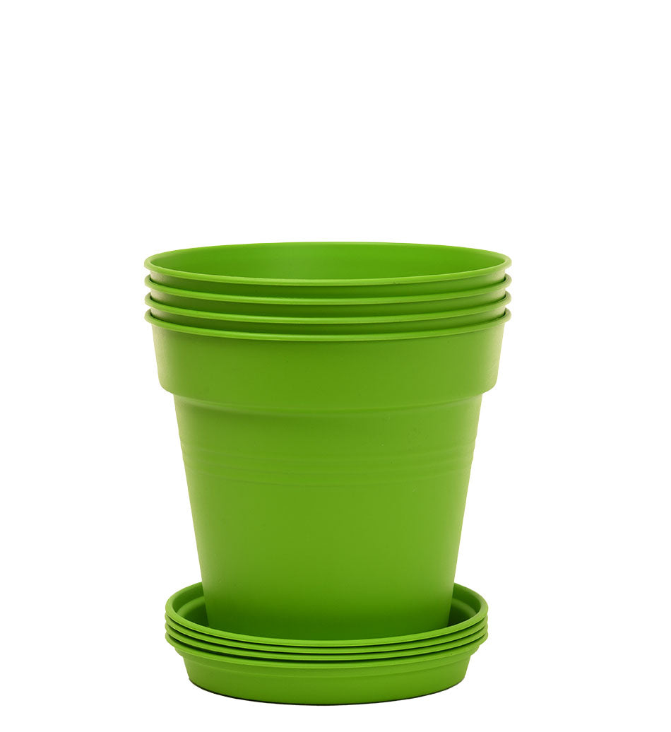 Pots de Jardin Rond avec plat circulaire (15cm, Lot de 4)