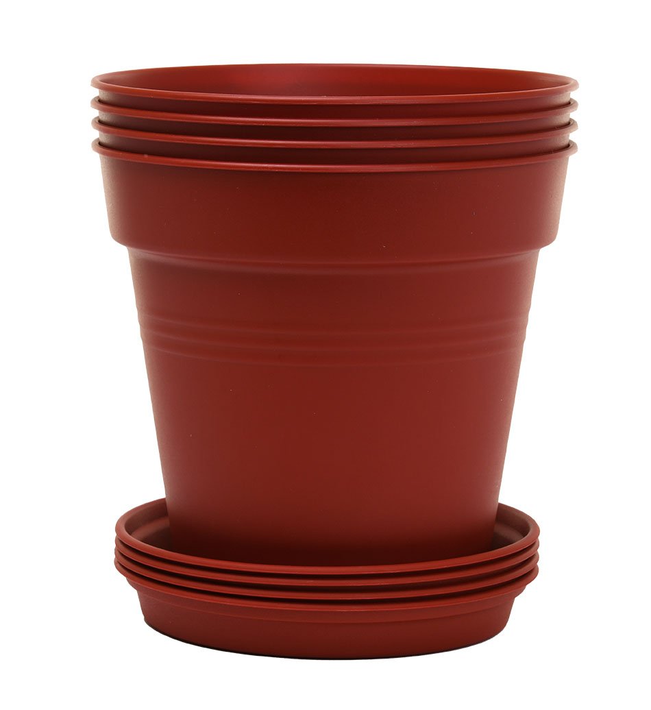 Pots de Jardin Rond avec plat circulaire (19 Cm, Lot de 4)