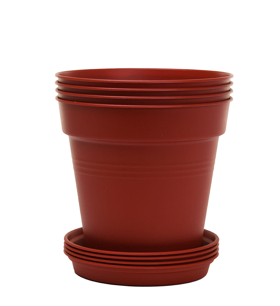Pots de Jardin Rond avec plat circulaire (17cm, Lot de 4)