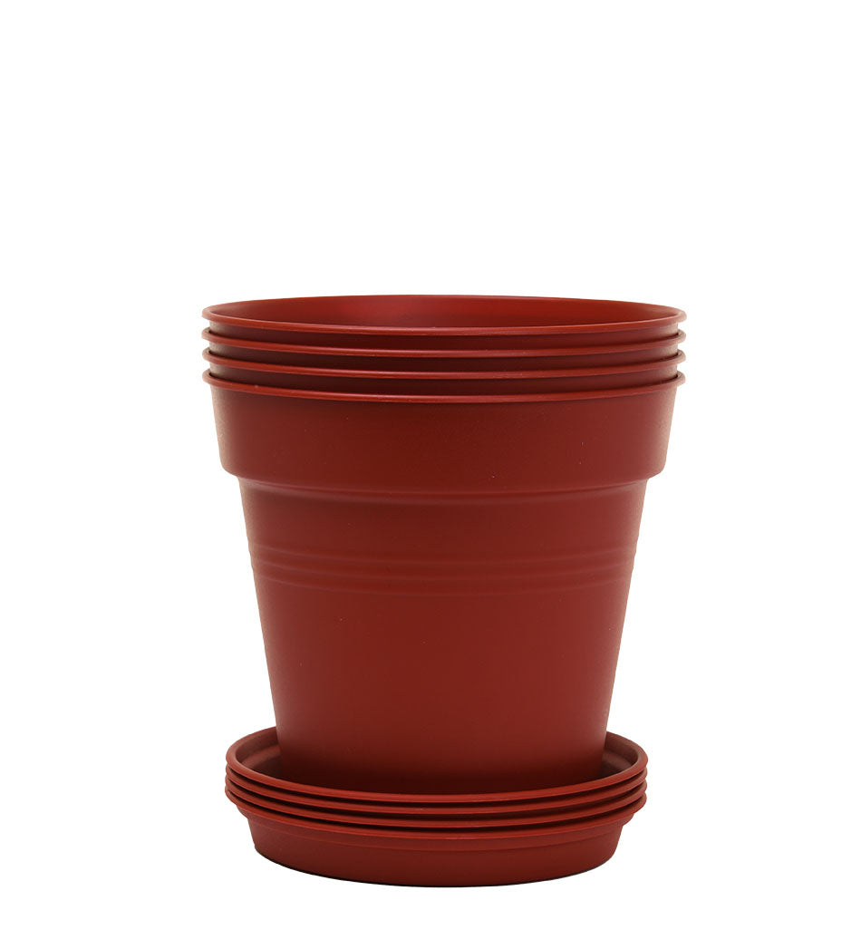 Pots de Jardin Rond avec plat circulaire (15cm, Lot de 4)