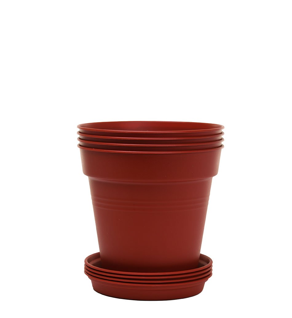 Pots de Jardin Rond avec plat circulaire (13cm, Lot de 4)