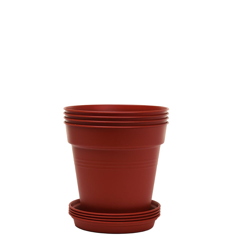 Pots de Jardin Rond avec plat circulaire (11cm, Lot de 4)