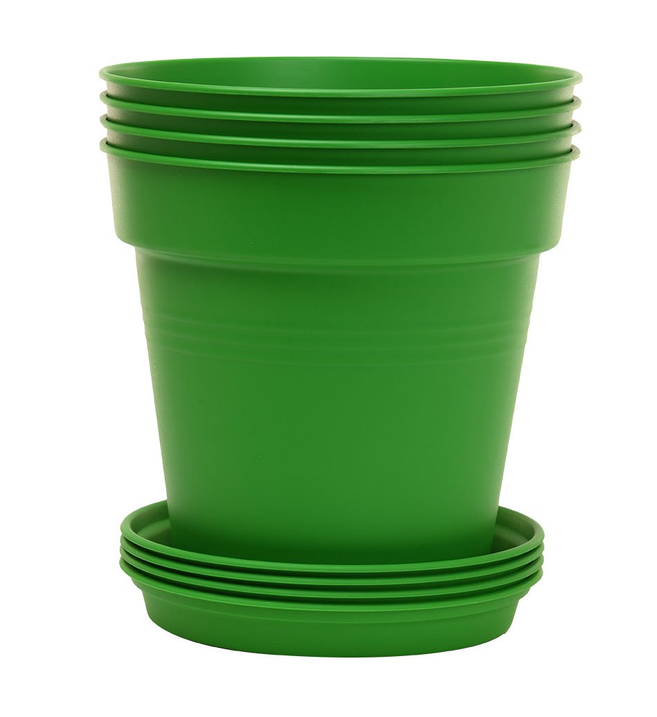 Pots de Jardin Rond avec plat circulaire (19 Cm, Lot de 4)