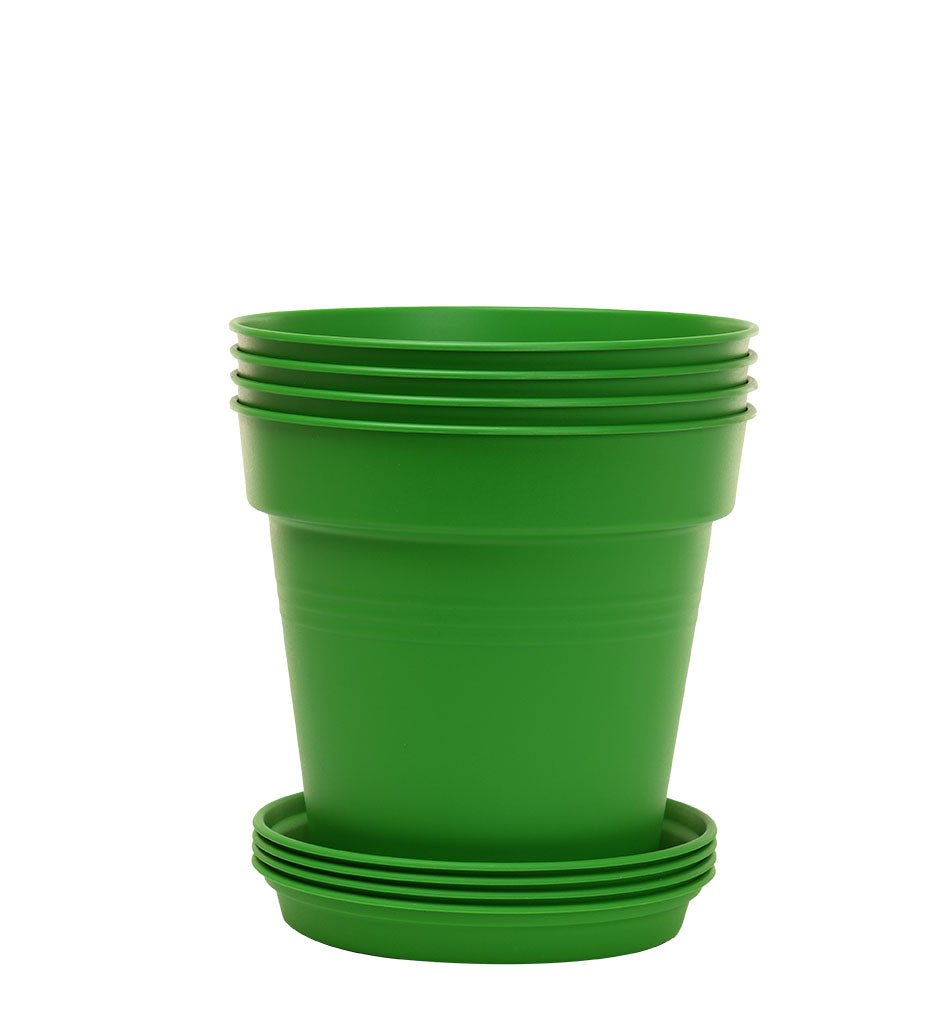 Pots de Jardin Rond avec plat circulaire (15cm, Lot de 4)