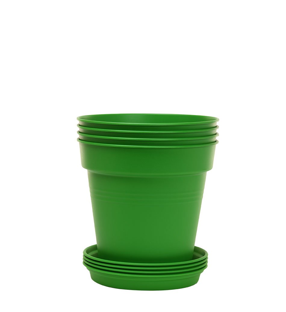 Pots de Jardin Rond avec plat circulaire (13cm, Lot de 4)