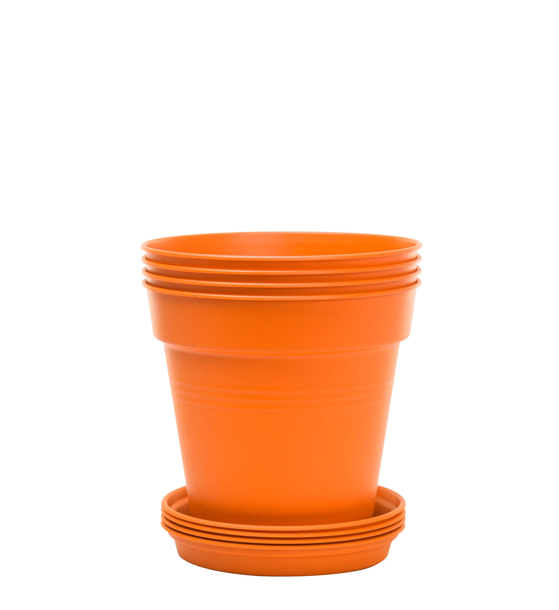 Pots de Jardin Rond avec plat circulaire (13cm, Lot de 4)