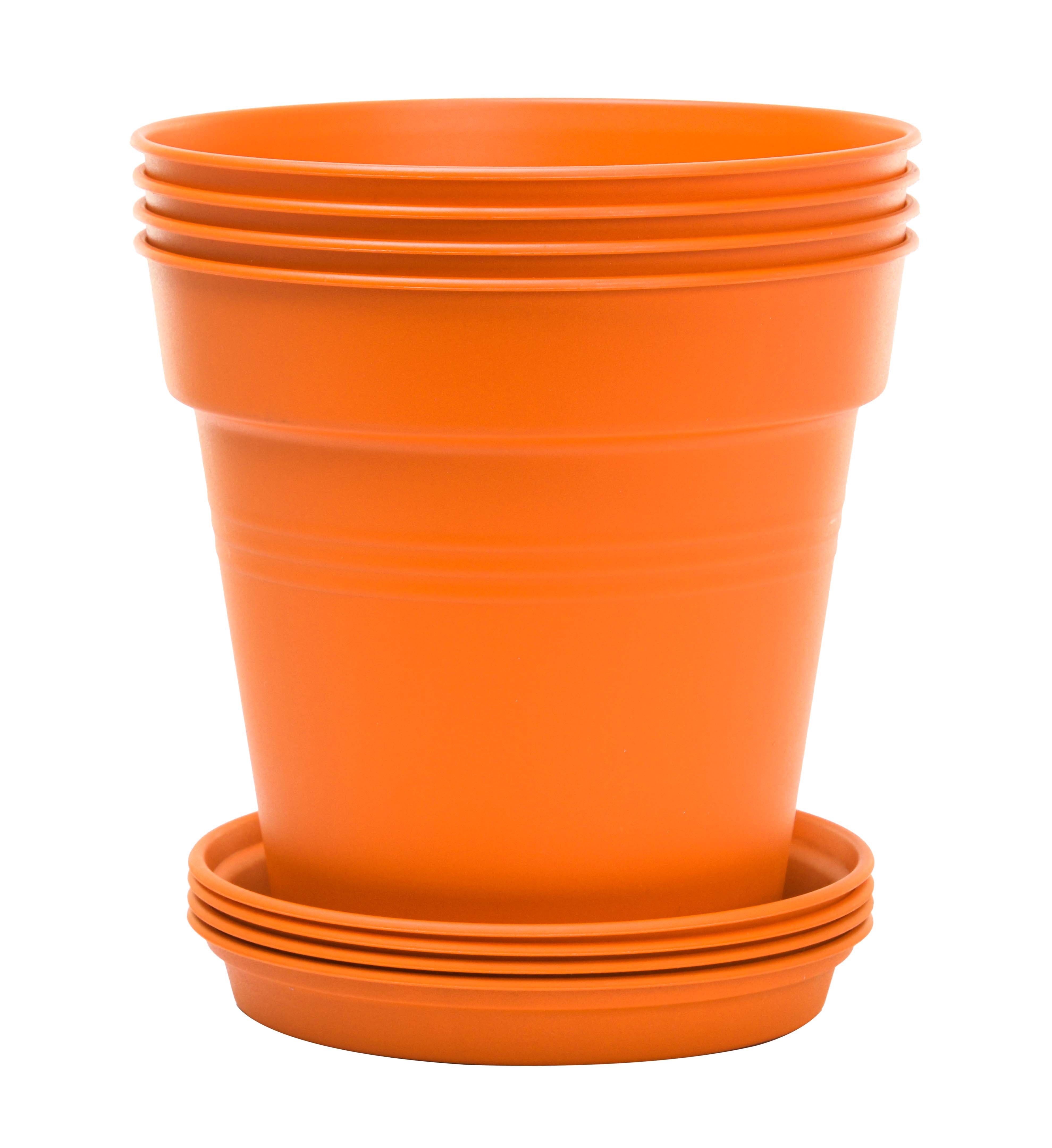 Pots de Jardin Rond avec plat circulaire (19 Cm, Lot de 4)