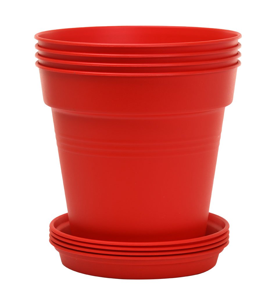 Pots de Jardin Rond avec plat circulaire (19 Cm, Lot de 4)