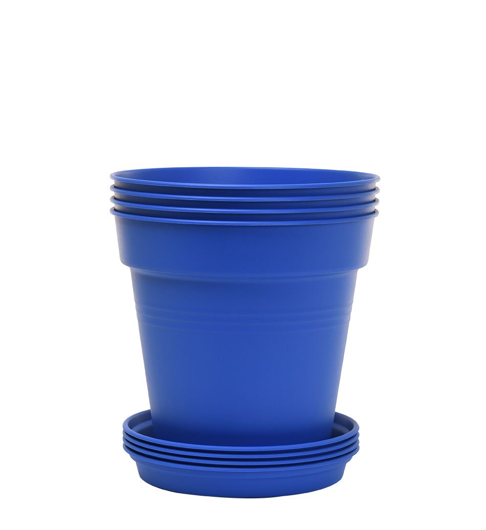 Pots de Jardin Rond avec plat circulaire (17cm, Lot de 4)