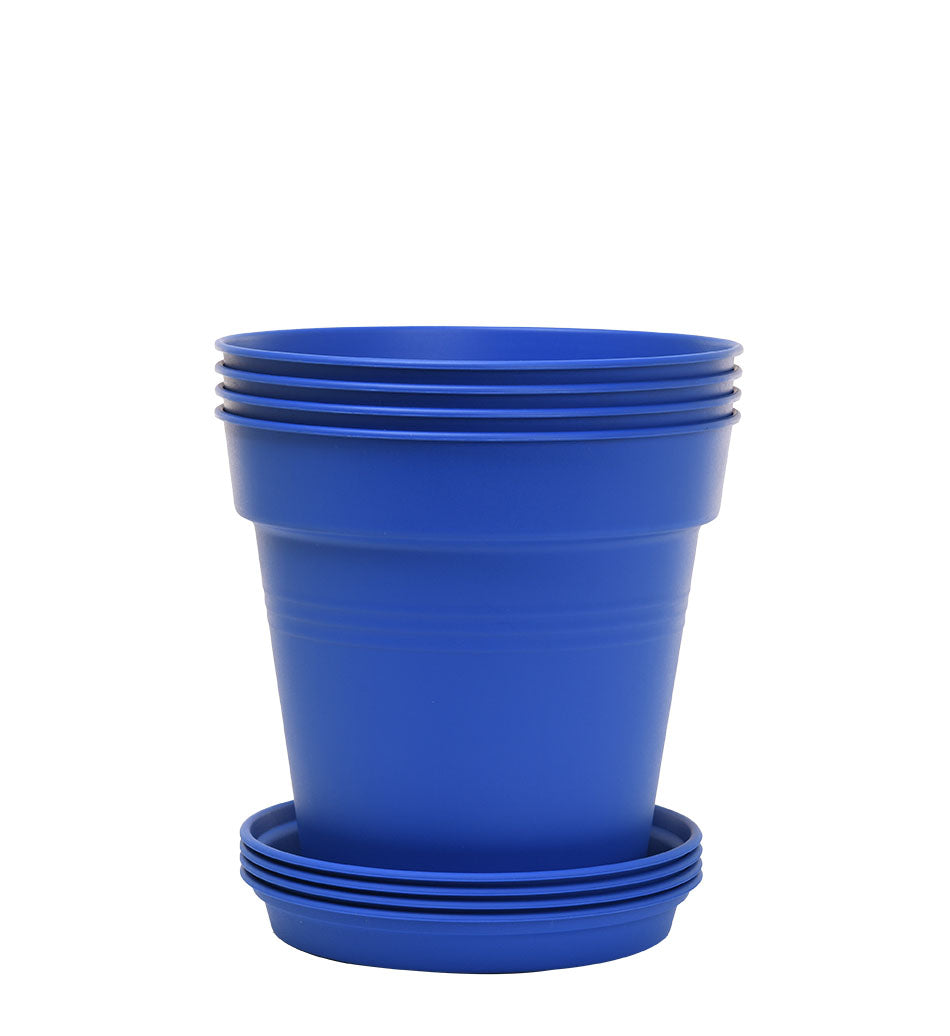 Pots de Jardin Rond avec plat circulaire (15cm, Lot de 4)