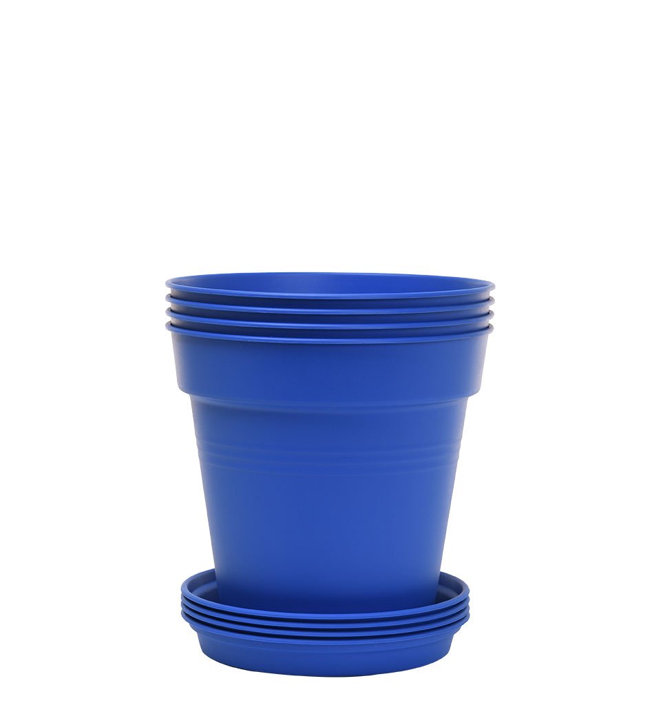 Pots de Jardin Rond avec plat circulaire (13cm, Lot de 4)