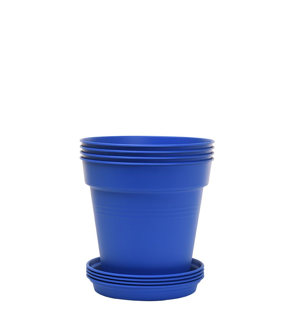 Pots de Jardin Rond avec plat circulaire (11cm, Lot de 4)