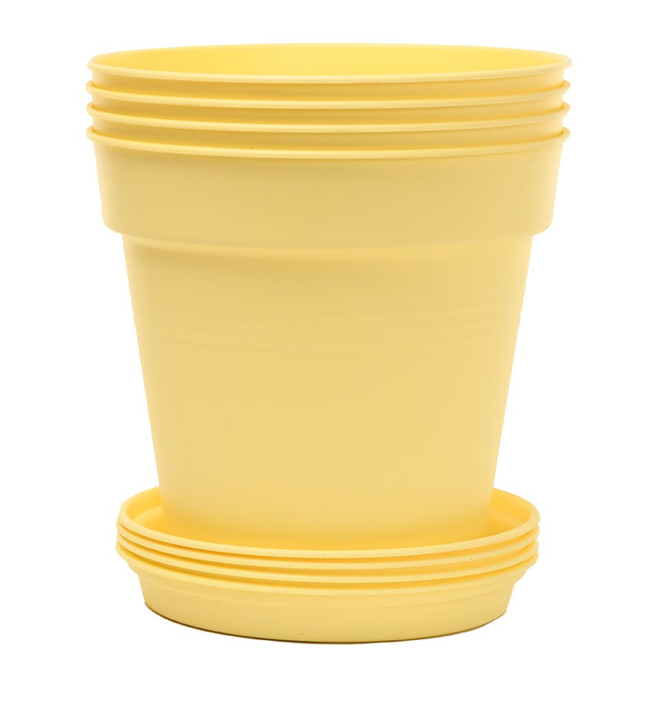 Pots de Jardin Rond avec plat circulaire (19 Cm, Lot de 4)
