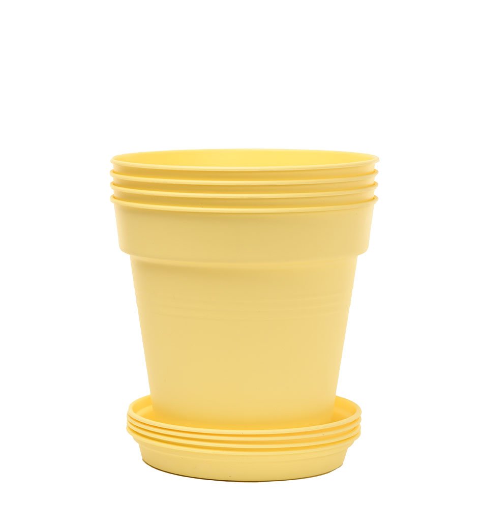 Round Plant Pots With Base (4 Pack, 6.7in) 15 Cm - Mintra France