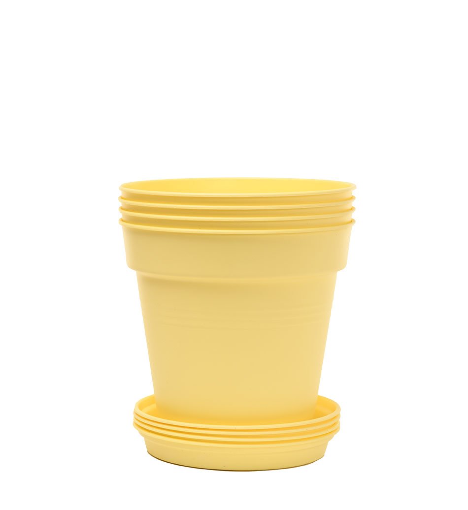 Pots de Jardin Rond avec plat circulaire (13cm, Lot de 4)